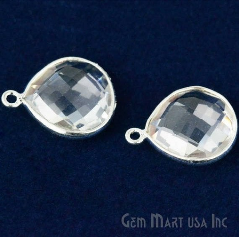 Heart 14mm Single Point Bail Silver Bezel Gemstone Connector