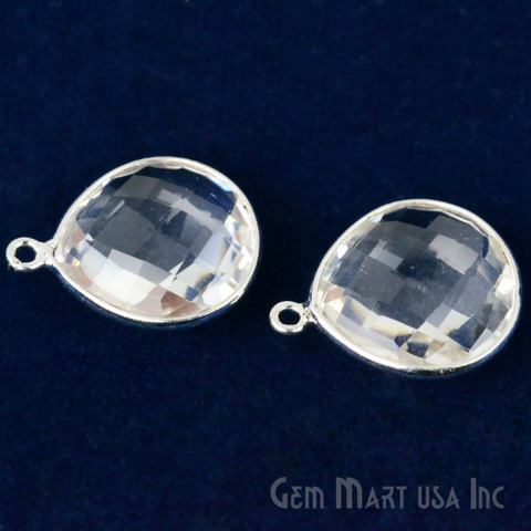 Heart 16mm Silver Bezel Single Point Bail Gemstone Connector