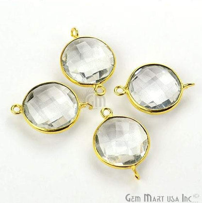 Round 14mm Gold Plated Double Bail Gemstone Connector