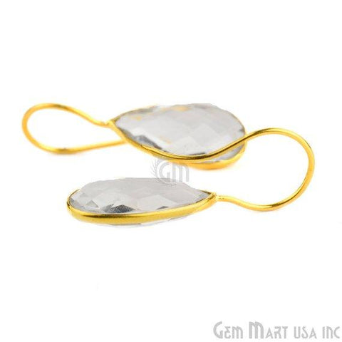 Pear Shape 21x11mm Gold Plated Gemstone Hook Earrings (Pick your Gemstone) - GemMartUSA
