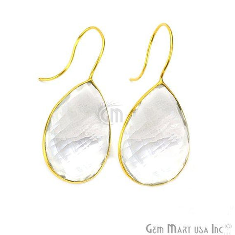 Pear Shape 30x20mm Gold Plated Gemstone Hook Earrings (Pick your Gemstone) (90106-1) - GemMartUSA
