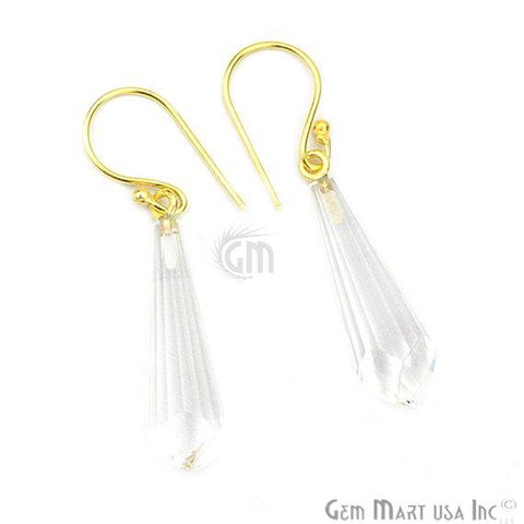 Dangle 45x9mm Gold Plated Gemstone Hook Earrings (Pick your Gemstone) (90107-1) - GemMartUSA