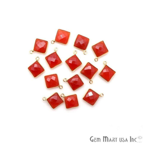 Square Shape 10mm Gold Plated Gemstone Connector