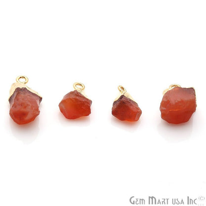 Rough Carnelian Gemstone 17x11mm Gold Edged Bracelets Charm Connectors - GemMartUSA