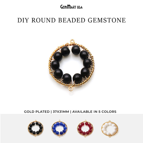 Round Gemstone Beaded 37x31mm...