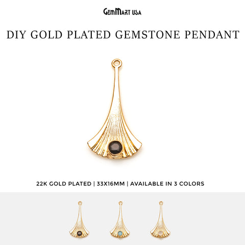 Gemstone Pear Shape 33x16mm Gold Plated Chandelier Connector