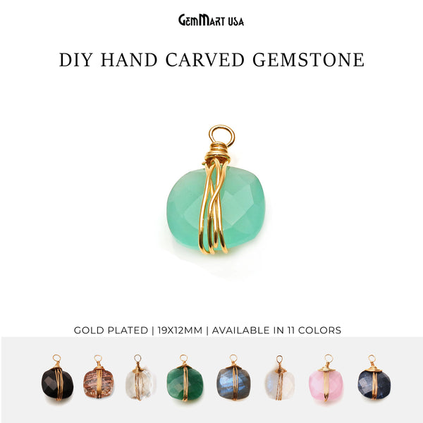 Gemstone 19x12mm Gold Wire...
