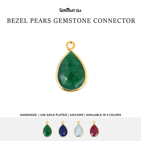 Pear Single Bail 10x14mm Gold Bezel Gemstone Connector