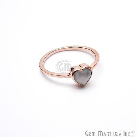 Rose Gold Plated Heart Shape Single Gemstone Solitaire Ring (CP-12009) - GemMartUSA