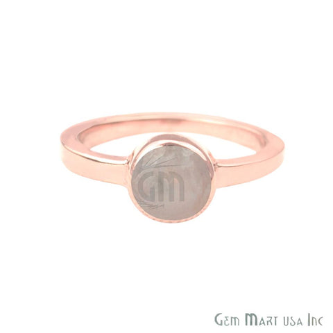 Rose Gold Plated Round Shape Single Gemstone Solitaire Ring (Pick your stone and size) (CP-12007) - GemMartUSA