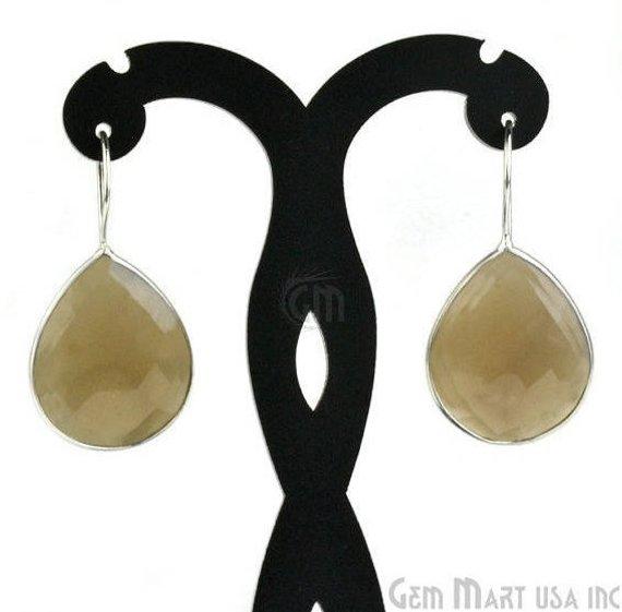 Pear Shape 21x26mm Silver Plated Gemstone Hook Earrings (Pick your Gemstone) (90011-1) - GemMartUSA