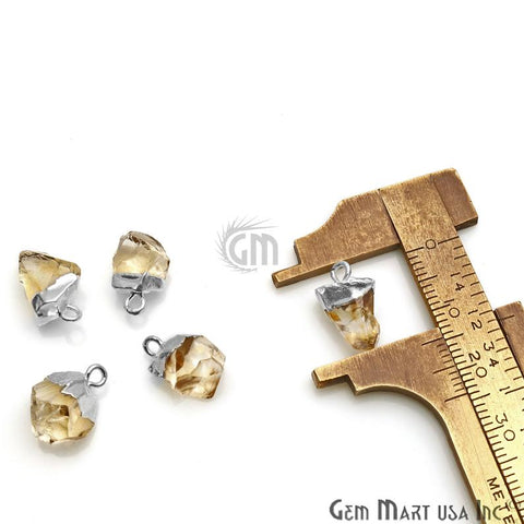 Rough Citrine Gemstone 14x8mm Silver Edged Bracelets Charm Connectors - GemMartUSA