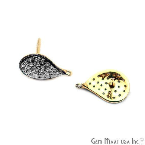 DIY Cubic Zirconia Earring Supply, Cubic Zircon Studs, CZ Pave Earrings, Loop Connector Earrings, Gold Bail Studs (CZ-90010) - GemMartUSA