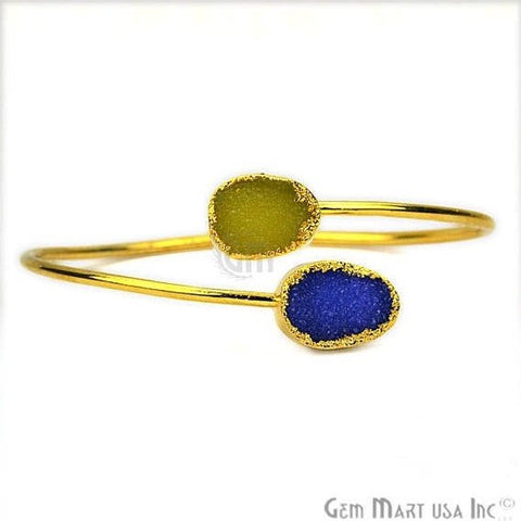Rough Druzy Adjustable Gold Plated Gemstone Women's Bracelet