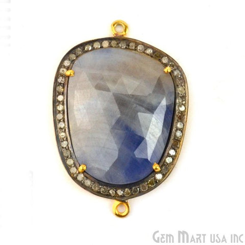 Diamonds Wonder Sapphire 35x24mm Gold Vermeil Over Sterling Silver Connector - GemMartUSA