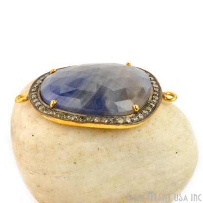 Diamonds Wonder Sapphire 35x24mm Gold Vermeil Over Sterling Silver Connector - GemMartUSA