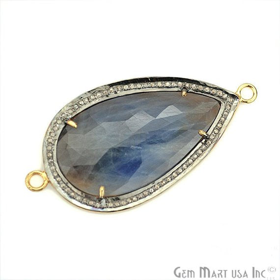 Diamonds Wonder Sapphire 48x24mm Gold Vermeil Over Sterling Silver Connector - GemMartUSA