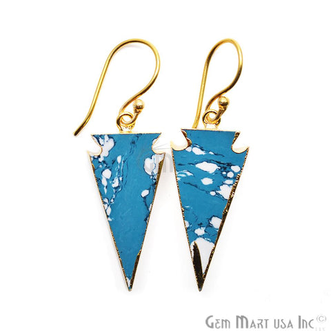 Triangle Shape 34x14mm Gold Plated Sediment Jasper Hook Earrings (Pick your Gemstone) (90163-1) - GemMartUSA