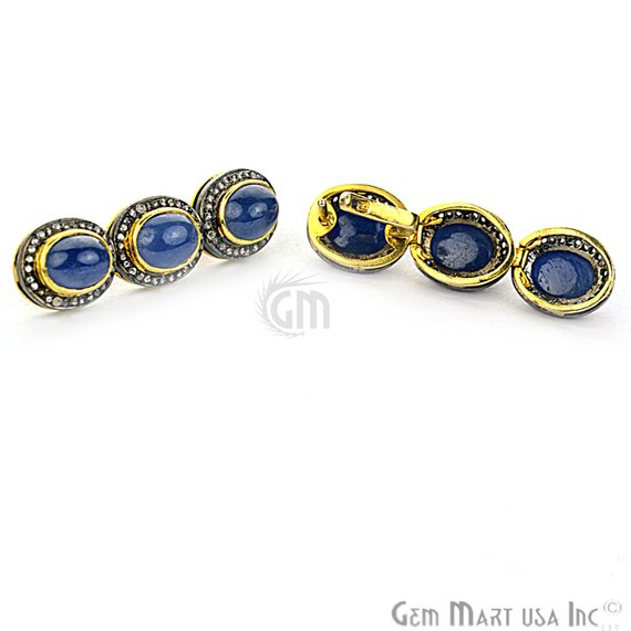 Victorian Estate Earring, 16.38 cts Natural Sapphire With 0.65 cts of Diamond as Accent Stone (DR-12068) - GemMartUSA (763492073519)