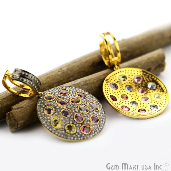 Victorian Estate Studs with Ring, 12.50 cts Multi Tourmaline With 3.01 cts of Diamond as Accent Stone (DR-12168) - GemMartUSA (763538276399)