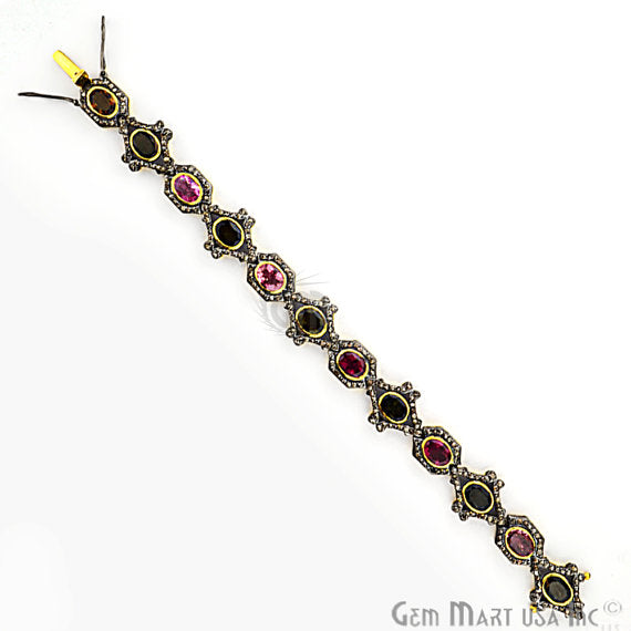 Victorian Estate Bracelet, 13.40 cts Multi Stone, With 3.70 cts of Diamond as Accent Stone (DR-12174) - GemMartUSA (763541389359)