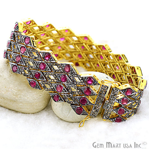 Victorian Estate Bracelet, 20.13 cts Ruby, With 4.70 cts of Diamond as Accent Stone (DR-12177) - GemMartUSA (763542241327)