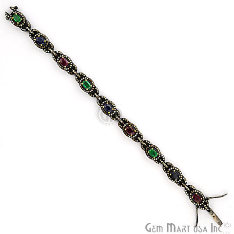 Victorian Estate Bracelet, 5.24 cts Multi Stone, With 3.20 cts of Diamond as Accent Stone (DR-12180) - GemMartUSA (763543355439)
