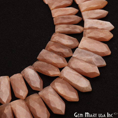 Peach Moonstone Pentagon 28x10mm Crafting Beads Gemstone Strands 8 Inch - GemMartUSA