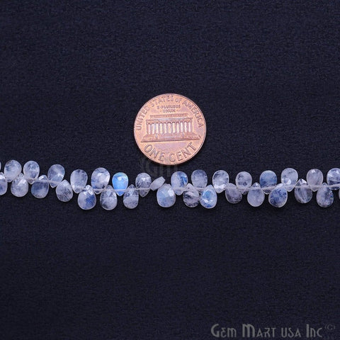 Rainbow Moonstone Gemstone Teardrops 6x4mm Rondelle Beads - GemMartUSA