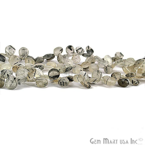 Rutilated Teardrops Beads 12mm Faceted Briolette Drops Beads 8 Inch Full Strand - GemMartUSA