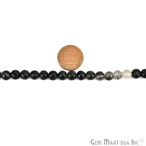 Rutilated Round Beads 6mm Faceted Gemstone Drops Beads 15 Inch Full Strand - GemMartUSA