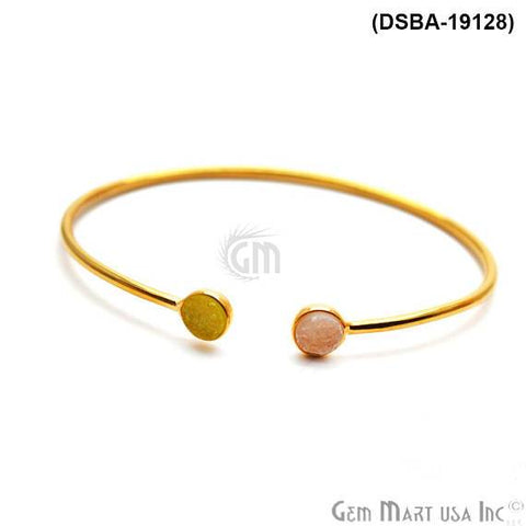 Gold Plated 6mm Round Druzy Adjustable Bangle Bracelets (Pick your Gemstone) - GemMartUSA