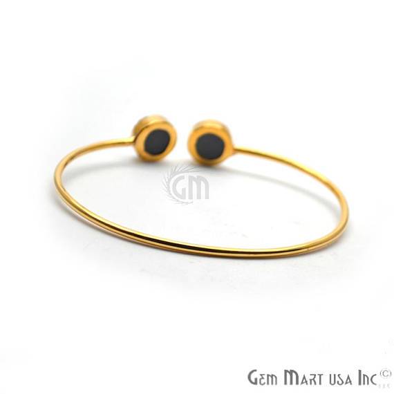 Purple & Platinum Druzy Round Shape Adjustable Gold Plated Stacking Bangle Bracelet - GemMartUSA