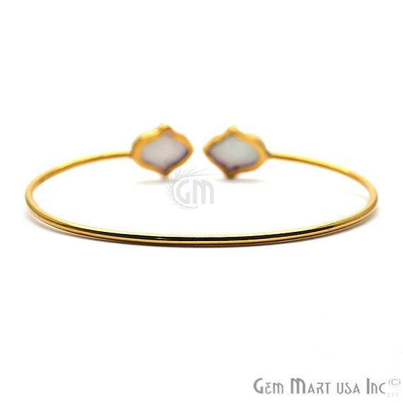 Opal Gemstone Hamsa Shape Adjustable Gold Plated Stacking Bangle Bracelet - GemMartUSA