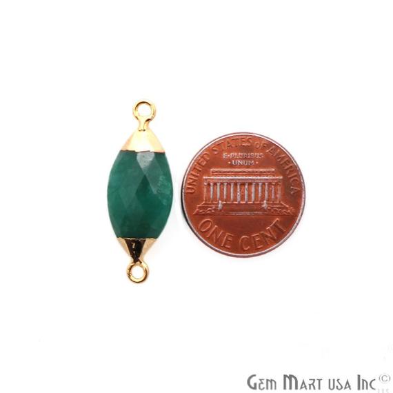 Emerald Gold Electroplated 10x20mm Marquise Double Bail Gemstone Connector - GemMartUSA