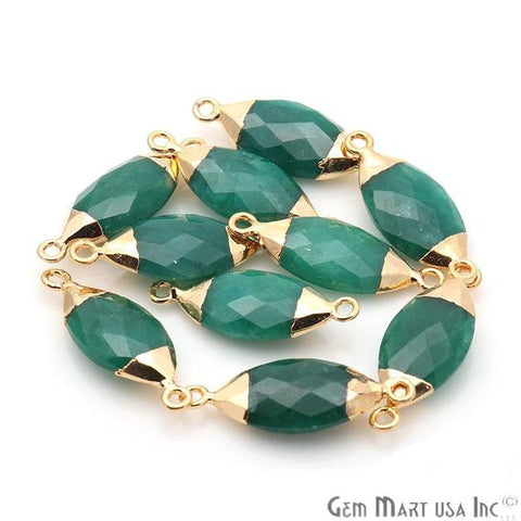 Emerald Gold Electroplated 10x20mm Marquise Double Bail Gemstone Connector - GemMartUSA