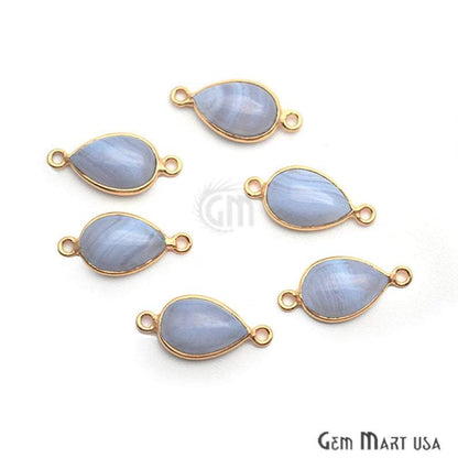 Pears 8x12mm Single Bail Gold Bezel Gemstone Cabochons Connector