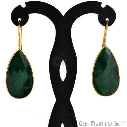 Gold Plated Pears Shape 30x16mm Gemstone Dangle Hook Earring Choose Your Style (90018-2) - GemMartUSA