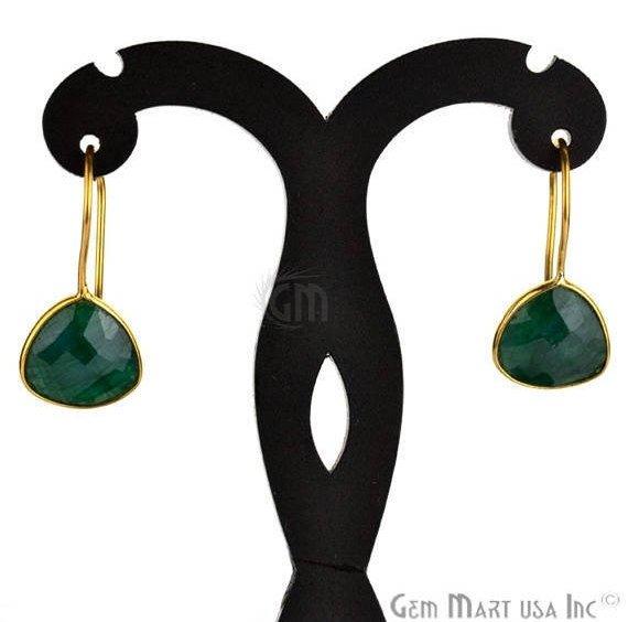 Trillion Shape 13mm Gold Plated Gemstone Hook Earrings (Pick your Gemstone) (90030-1) - GemMartUSA