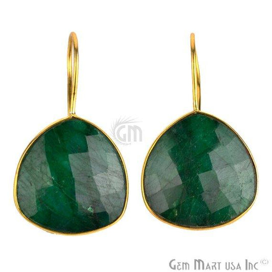 Trillion Shape 21mm Gold Plated Gemstone Hook Earrings (Pick your Gemstone) (90034-1) - GemMartUSA