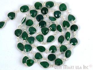Emerald 10mm Mix Faceted Silver Plated Continuous Connector Chain (764258353199)