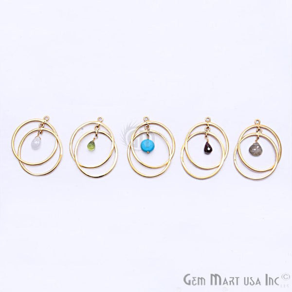Gemstone Round 36x25mm Dangle...