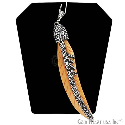 Cubic Zircon Pave Feather Necklace Pendant (Pick Your Feather) - GemMartUSA