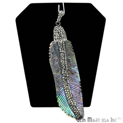 Cubic Zircon Pave Feather Necklace Pendant (Pick Your Feather) - GemMartUSA
