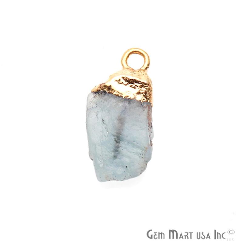 Rough Fluorite Gemstone 17x9mm Gold Edged Charm Connector - GemMartUSA