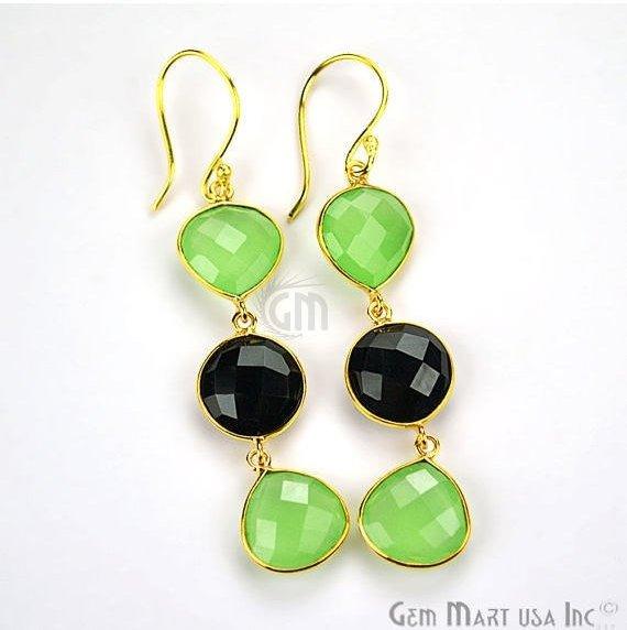 Gold Plated Round & Pears Shape 65x12mm Gemstone Dangle Hook Earring Choose Your Style (90093) - GemMartUSA