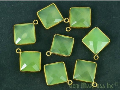 Square 12mm Single Bail Gold Bezel Gemstone Connector