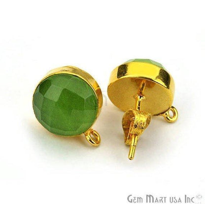 DIY Round 10mm Gold Bail Gemstone stud Earring