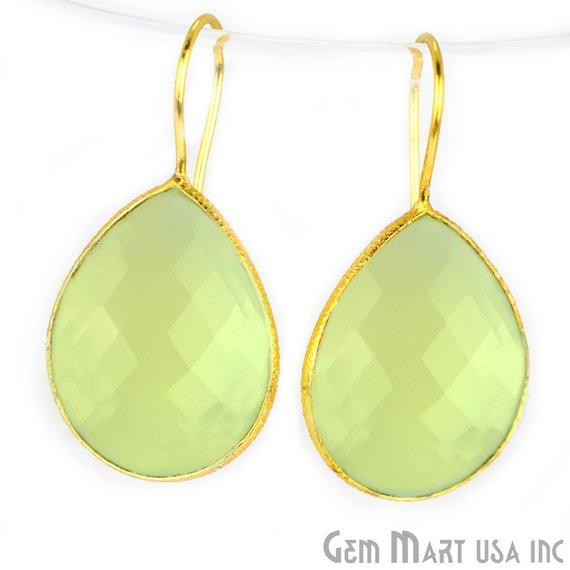 Gold Plated Pears Shape 21x26mm Gemstone Dangle Hook Earring Choose Your Style (90010-1) - GemMartUSA