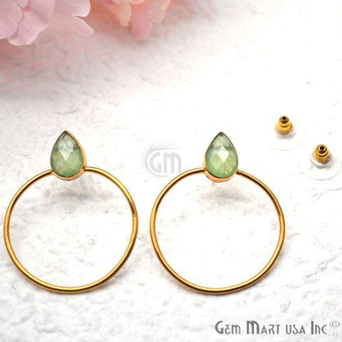 Pear Shape 8x12mm Gold Plated Gemstone Loop Stud Earrings 1 Pair (Pick your Gemstone) - GemMartUSA